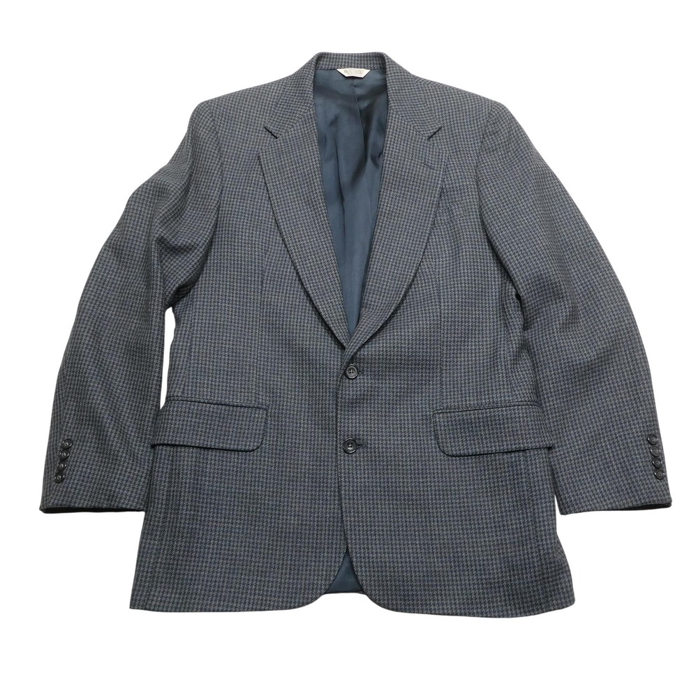 Vintage Christopher Hayes Blazer Mens 40L Gray Check Tweed Sport Coat Macy's 80s